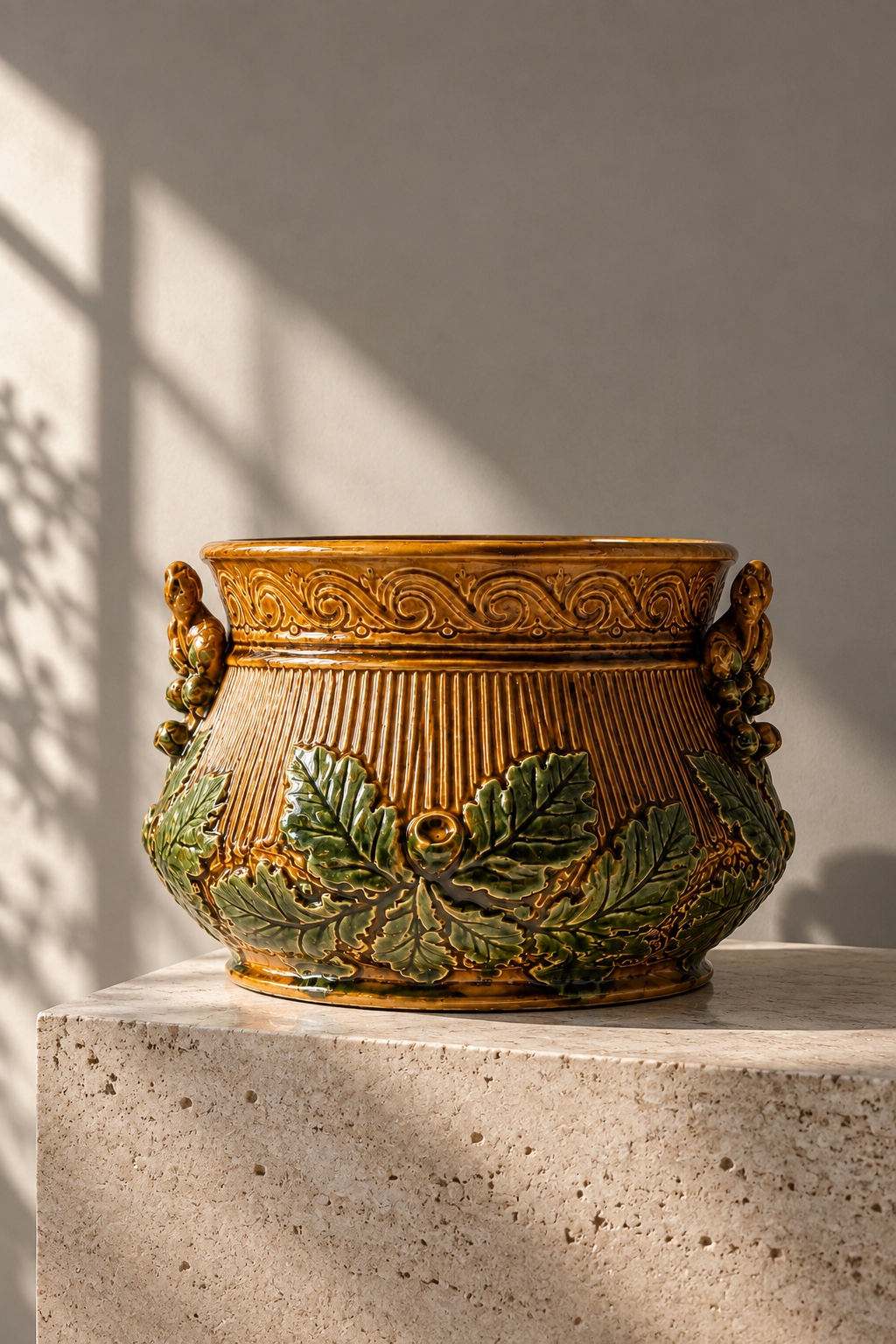 French Barbotine · Squirrel-Handled Cachepot