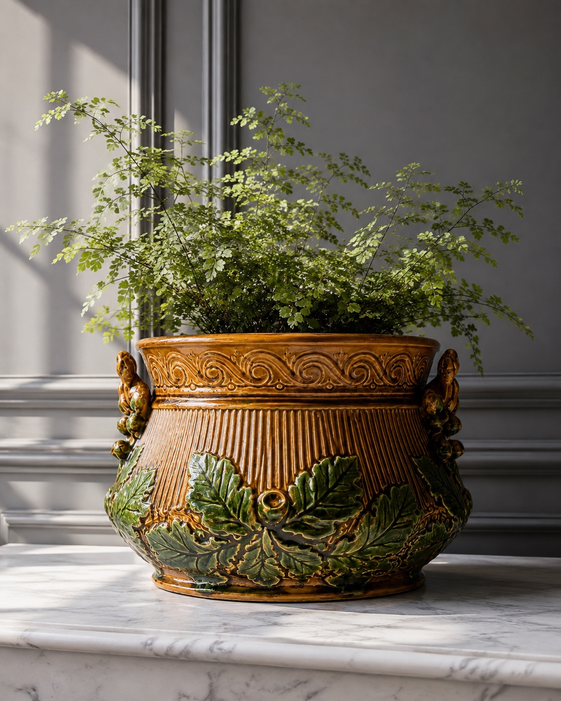 French Barbotine · Squirrel-Handled Cachepot — view 2